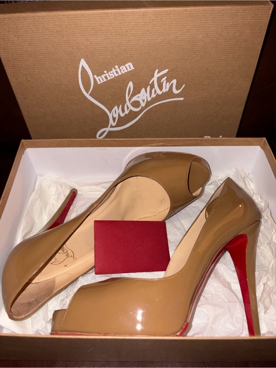Christian Louboutin Shoes - Christian Louboutin Nude Patent Peep-Toe Pumps